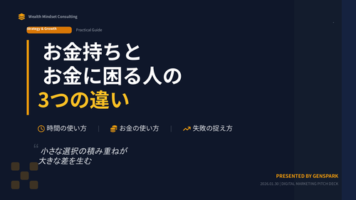 お金持ちな人とお金に困っている人の時間とお金の使い方など３つの観点からその違いについて